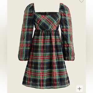 NWT J.Crew Puff-sleeve mini dress in Stewart tartan